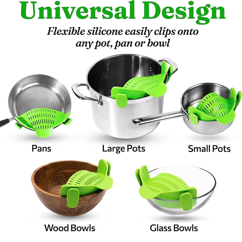 SnapStrain Clip-On Food Strainer – Perfect for Pasta, Meat, and Grease