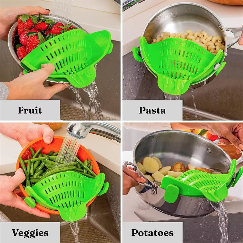 SnapStrain Clip-On Food Strainer – Perfect for Pasta, Meat, and Grease