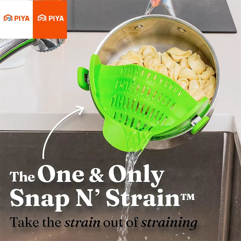 SnapStrain Clip-On Food Strainer – Perfect for Pasta, Meat, and Grease